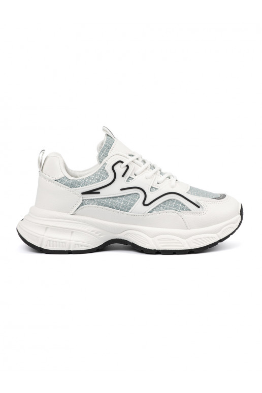 Bílá zelené Tenisky z ozdobnymi wstawkami