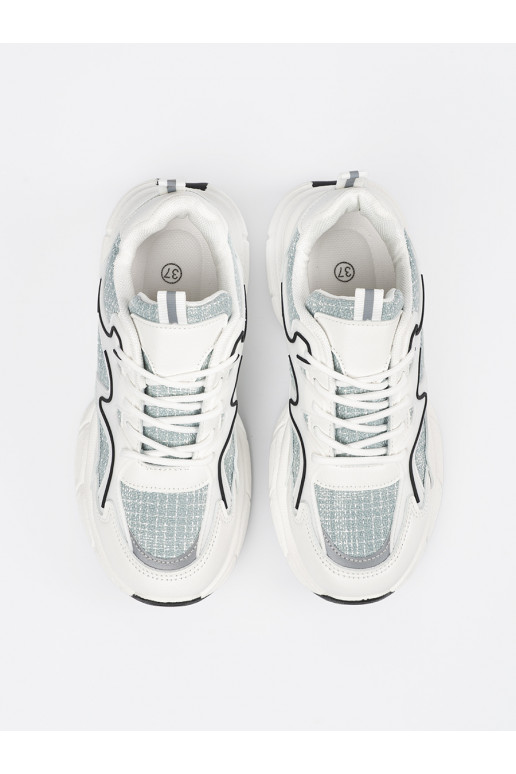 Bílá zelené Tenisky z ozdobnymi wstawkami