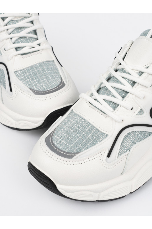 Bílá zelené Tenisky z ozdobnymi wstawkami