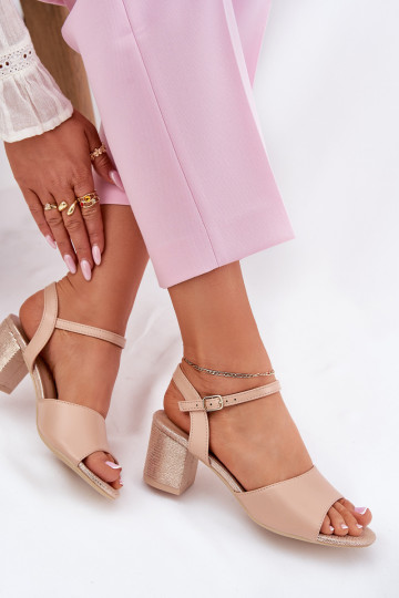Dámské sandály na vysokém podpatku Vinceza 20275 béžové
