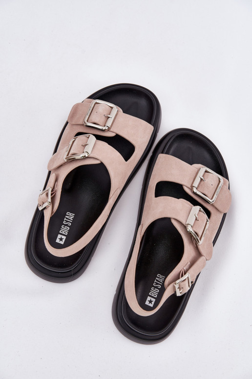 Dámské semišové sandály s přezkami Big Star RR274663 světle růžová Dámské semišové sandály s přezkami Big Star RR274663 světle růžová