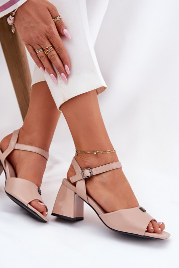 Dámské sandály na vysokém podpatku Vinceza 62235 béžové