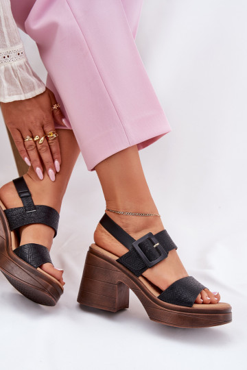Dámské sandály se širokým podpatkem a platformou Vinceza 17387 Černé