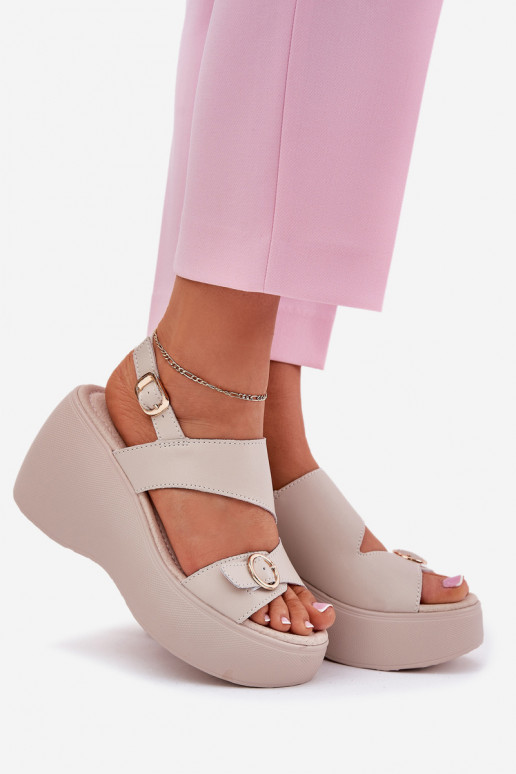 Dámské sandály   a platformou S.Barski LR51-540 béžové Dámské sandály   a platformou S.Barski LR51-540 béžové