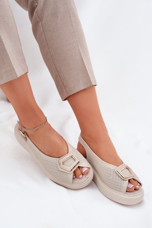 Dámské sandály  s ornamenty S.Barski LR51-786 béžové Dámské sandály  s ornamenty S.Barski LR51-786 béžové