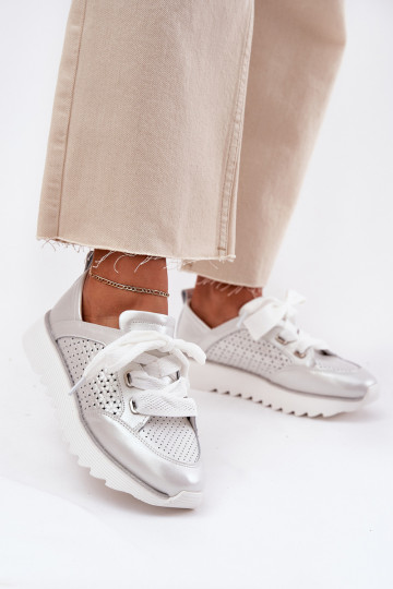 Tenisky  s platformou D&A LR51-796 stříbrné barvy