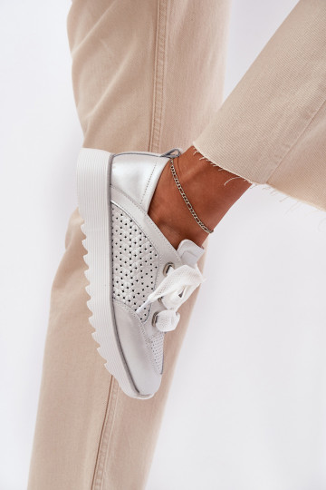 Tenisky  s platformou D&A LR51-796 stříbrné barvy 2