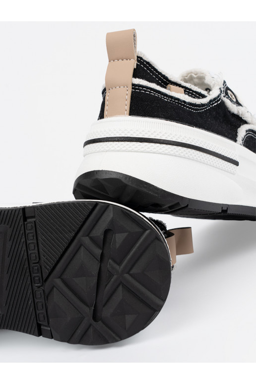 Černý klasický dámských tenisek z bialymi wstawkami