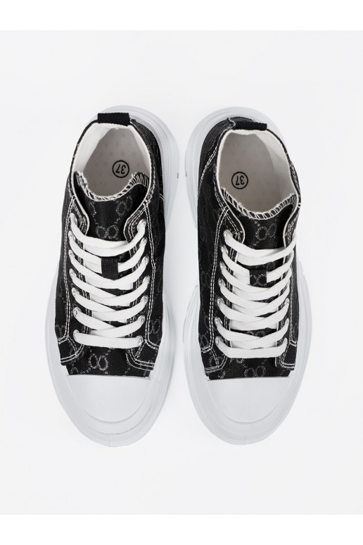 se šněrováním Černé boty s platformou