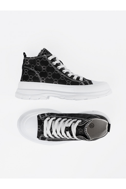 se šněrováním Černé boty s platformou