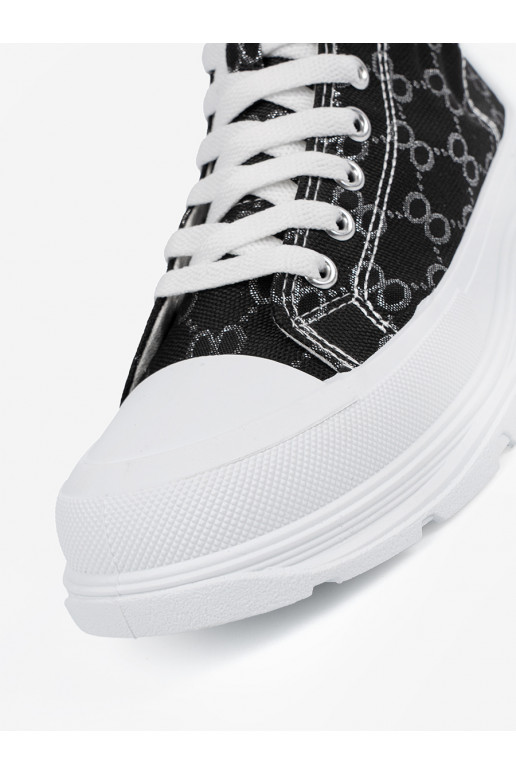 se šněrováním Černé boty s platformou