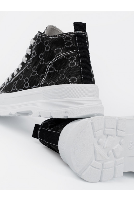 se šněrováním Černé boty s platformou