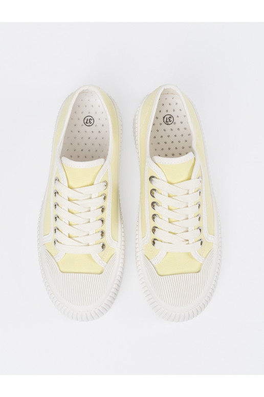 Žluté boty se šněrováním s masivním podpatkem