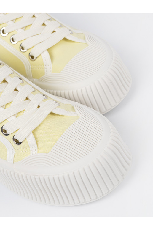 Žluté boty se šněrováním s masivním podpatkem