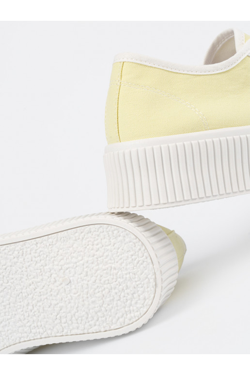 Žluté boty se šněrováním s masivním podpatkem