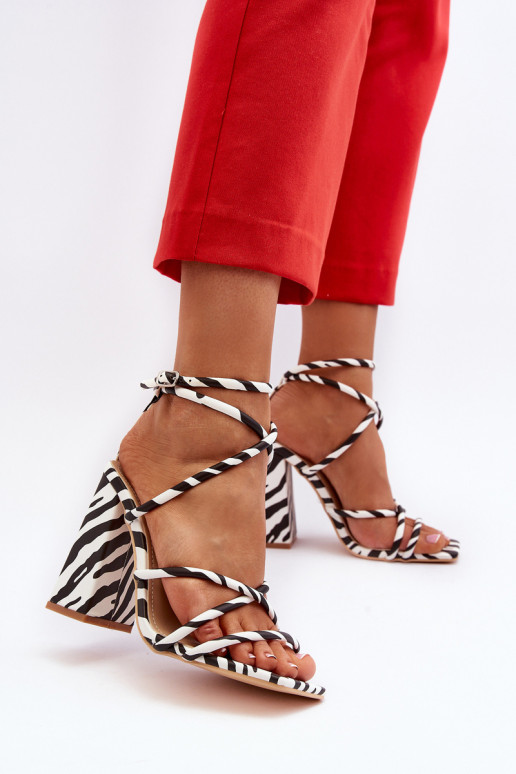  Elegantní sandály na vysokém podpatku Bílá-Černé Josette