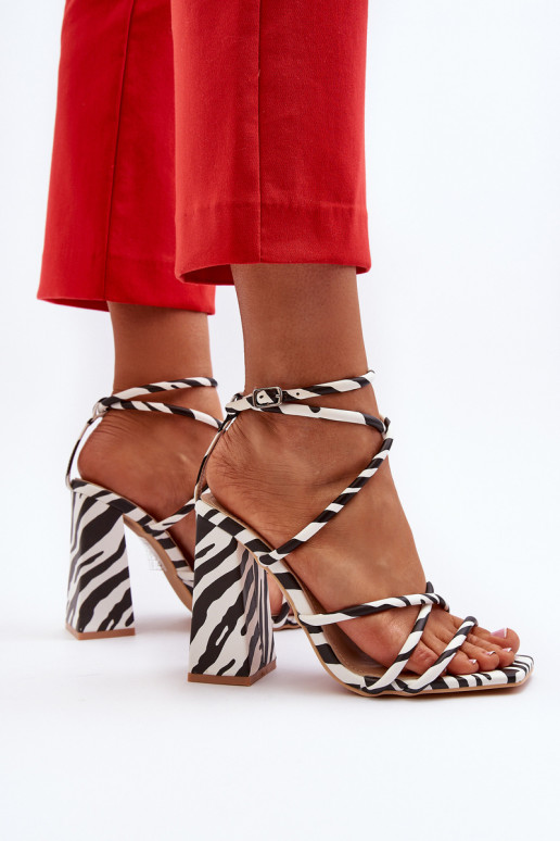  Elegantní sandály na vysokém podpatku Bílá-Černé Josette