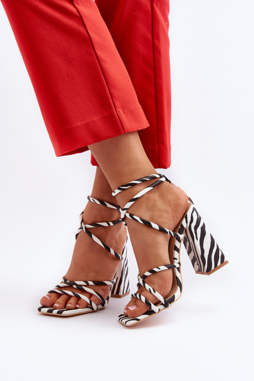  Elegantní sandály na vysokém podpatku Bílá-Černé Josette