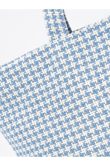 Kabelka/taška plażowa niebiesko-białą kratkę 2