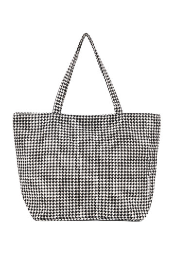 Kabelka/taška plażowa černá-białą kratkę