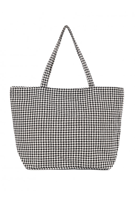 Kabelka/taška plażowa černá-białą kratkę