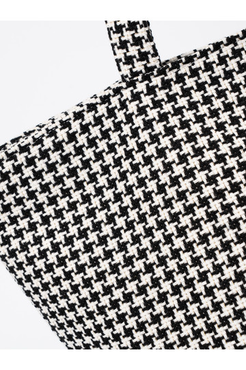 Kabelka/taška plażowa černá-białą kratkę 2