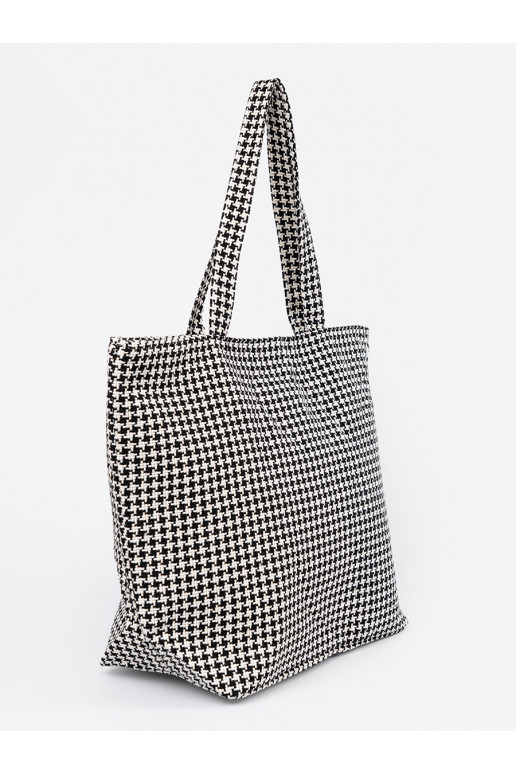 Kabelka/taška plażowa černá-białą kratkę