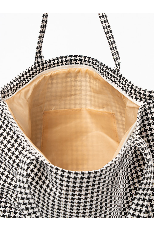 Kabelka/taška plażowa černá-białą kratkę