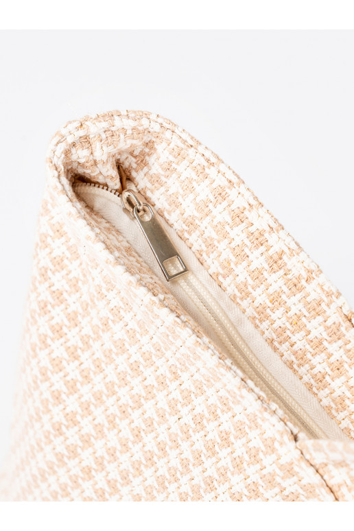 Kabelka/taška plażowa béžové-białą kratkę