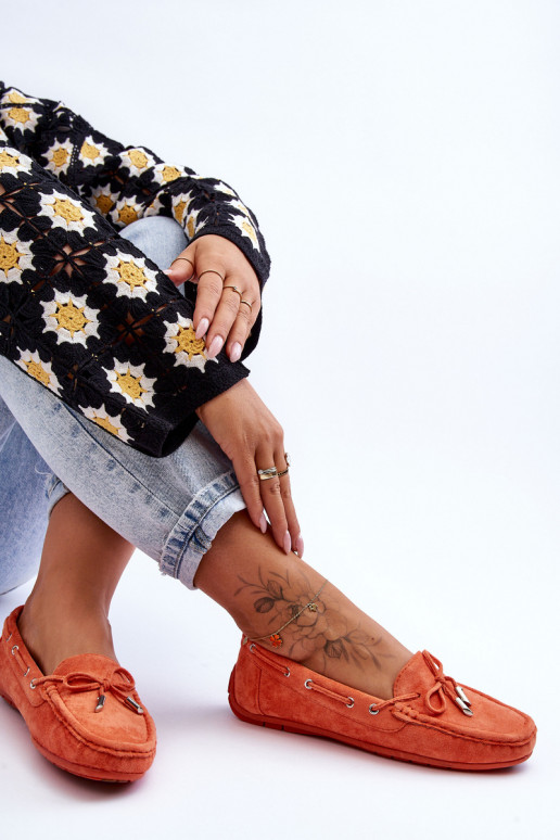 Elegantní semišové mokasíny v oranžové barvě Si Passione