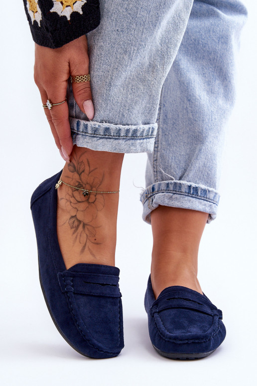 Elegantní semišové mokasíny tmavě modrá Lenvie