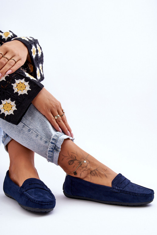 Elegantní semišové mokasíny tmavě modrá Lenvie