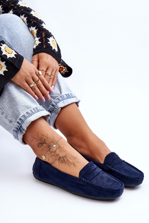 Elegantní semišové mokasíny tmavě modrá Lenvie