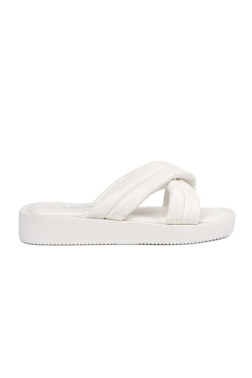 bílé  Pantofle s platformou