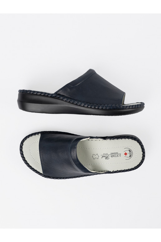 Pantofle  ze skórzaną wkładką modrá