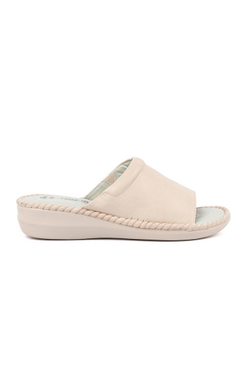 slonová kost Pantofle z skórzaną wkładką