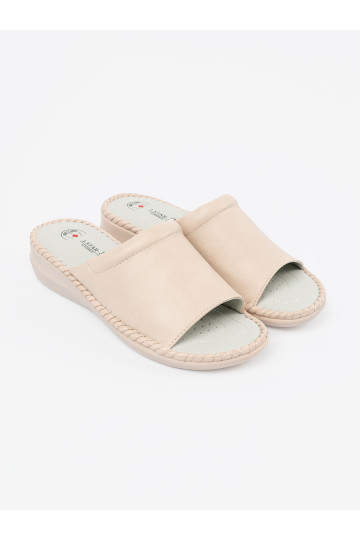 slonová kost Pantofle z skórzaną wkładką 2