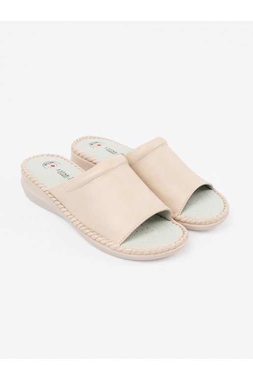 slonová kost Pantofle z skórzaną wkładką