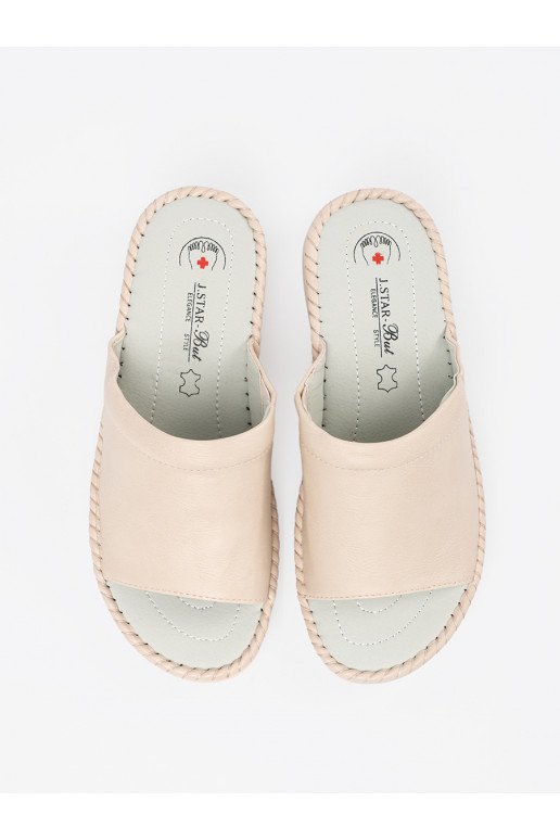 slonová kost Pantofle z skórzaną wkładką