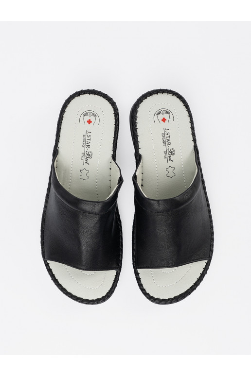 Černé Pantofle  ze skórzaną wkładką