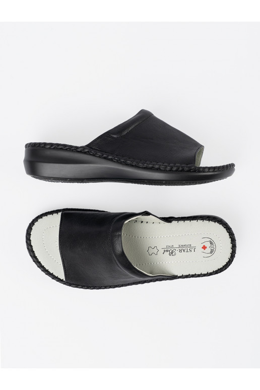 Černé Pantofle  ze skórzaną wkładką