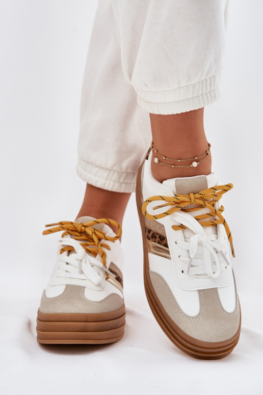 Tenisky  s platformou Z Podwójnym m se vzory leopardí kožešiny bílé Niteria Tenisky  s platformou Z Podwójnym m se vzory leopardí kožešiny bílé Niteria