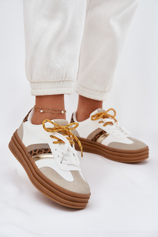 Tenisky  s platformou Z Podwójnym m se vzory leopardí kožešiny bílé Niteria Tenisky  s platformou Z Podwójnym m se vzory leopardí kožešiny bílé Niteria