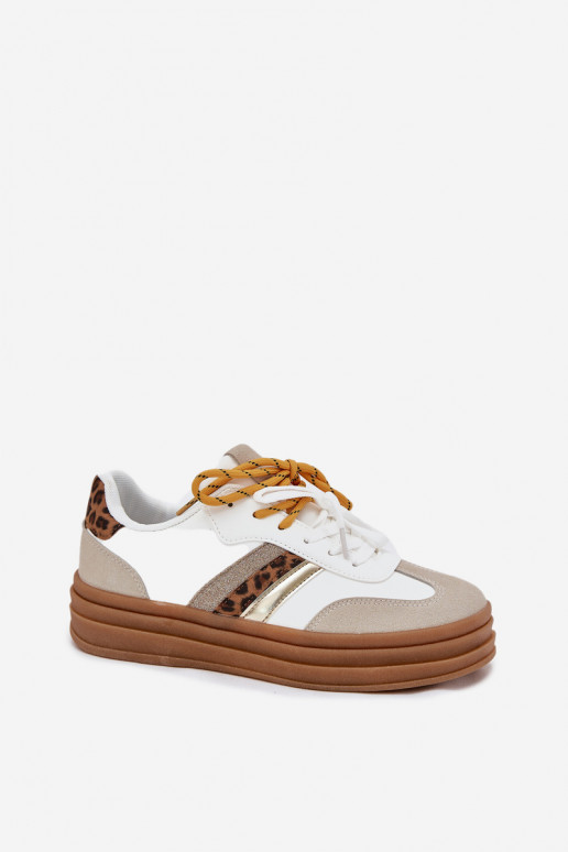 Tenisky  s platformou Z Podwójnym m se vzory leopardí kožešiny bílé Niteria Tenisky  s platformou Z Podwójnym m se vzory leopardí kožešiny bílé Niteria