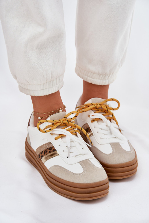 Tenisky  s platformou Z Podwójnym m se vzory leopardí kožešiny bílé Niteria Tenisky  s platformou Z Podwójnym m se vzory leopardí kožešiny bílé Niteria