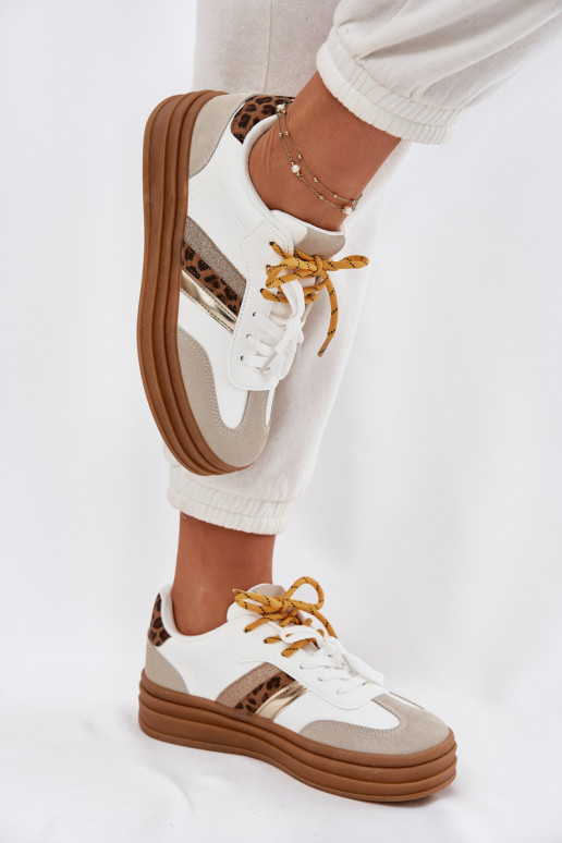 Tenisky  s platformou Z Podwójnym m se vzory leopardí kožešiny bílé Niteria Tenisky  s platformou Z Podwójnym m se vzory leopardí kožešiny bílé Niteria