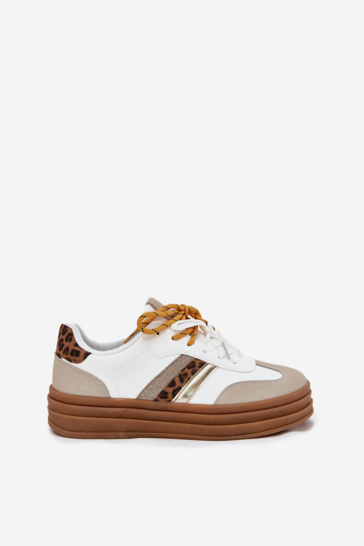 Tenisky  s platformou Z Podwójnym m se vzory leopardí kožešiny bílé Niteria Tenisky  s platformou Z Podwójnym m se vzory leopardí kožešiny bílé Niteria