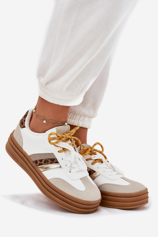 Tenisky  s platformou Z Podwójnym m se vzory leopardí kožešiny bílé Niteria Tenisky  s platformou Z Podwójnym m se vzory leopardí kožešiny bílé Niteria