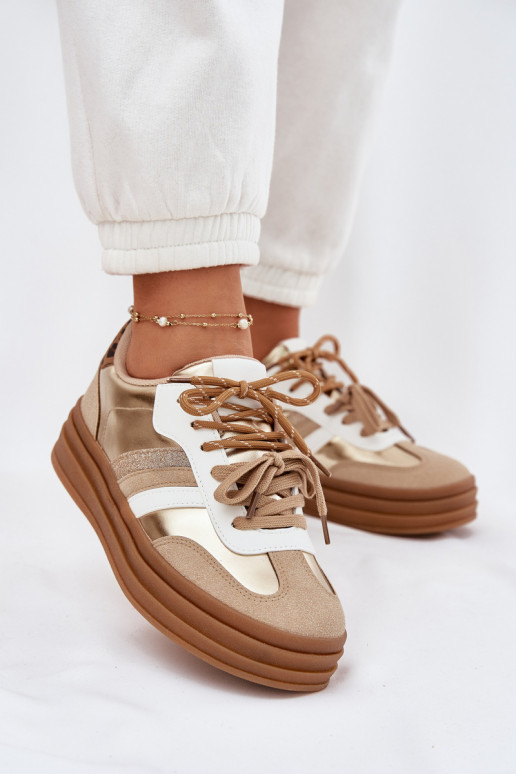 Tenisky  s platformou Z Podwójnym m se vzory leopardí kožešiny zlaté barvy Niteria