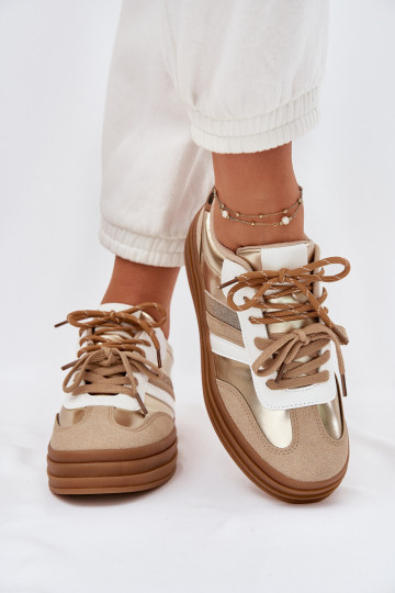 Tenisky  s platformou Z Podwójnym m se vzory leopardí kožešiny zlaté barvy Niteria 2